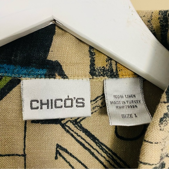 Chico’s 100% Linen Abstract Graffiti Wearable Artistic Button Down Jacket Medium - Picture 6 of 7